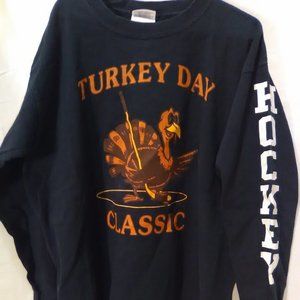 Thanksgiving Sport Hockey Boy's Long Sleeve T- Shirt Color Black Size M